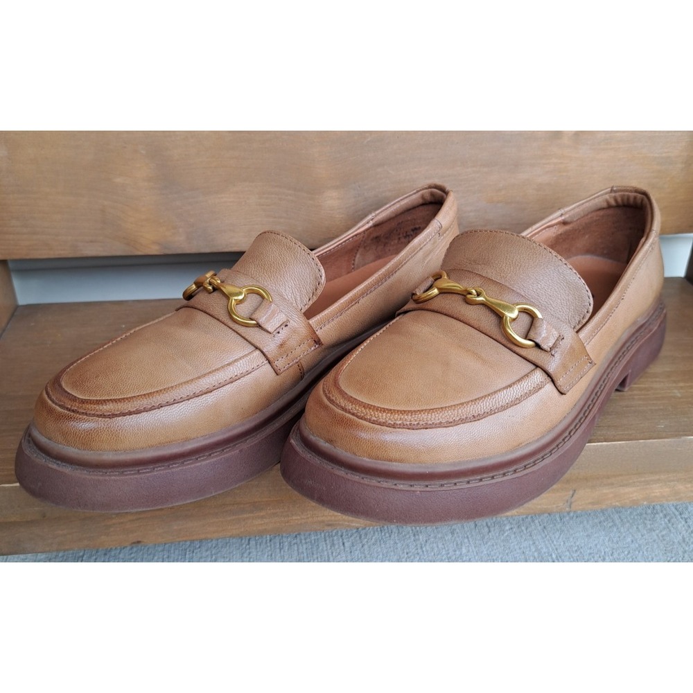 Dwarves Women's Tan Leather Flat Comfort  Slip-On Loafers Shoes 7.5